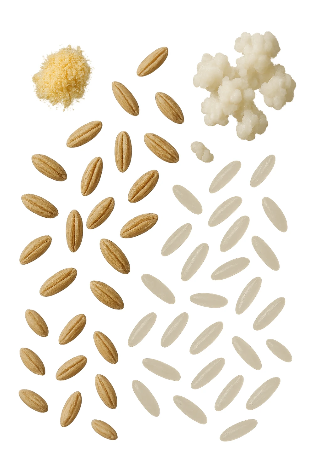 MAIS, FARRO, RISO, KEFIR FLUTTUANO IN ARIA, IPERREALISTICO 4K sticker