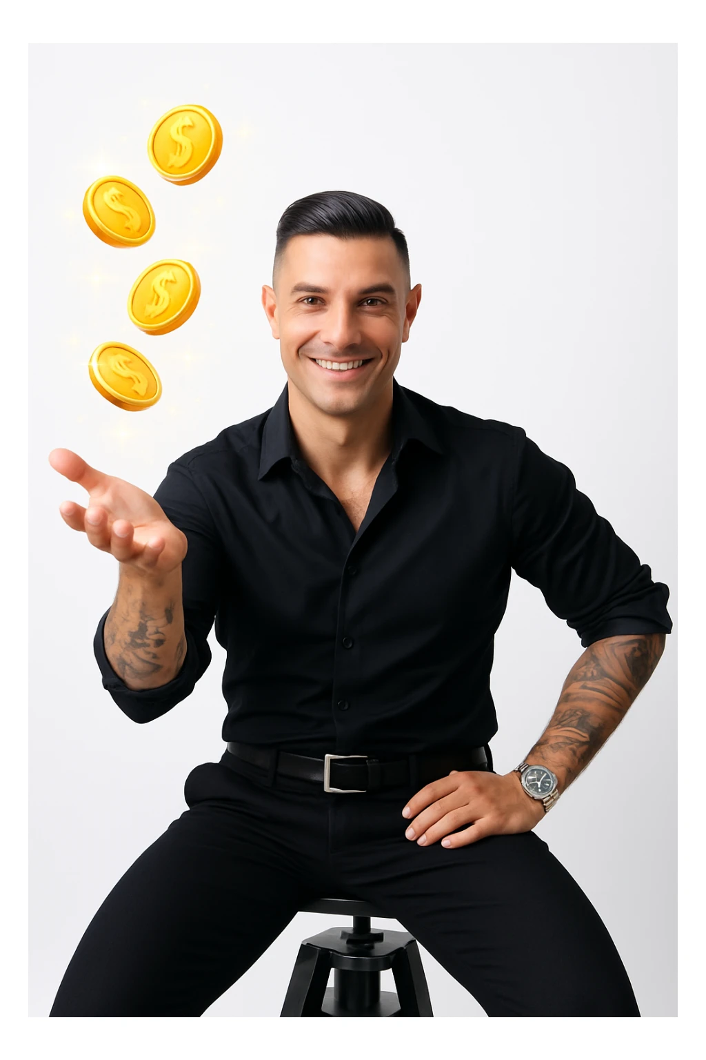 Uomo lancia oro come metafora che lancia buoni consigli sticker