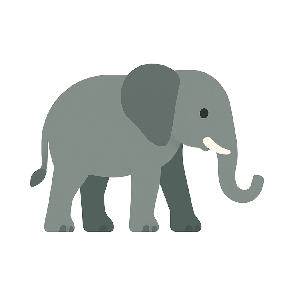 flat design style elephant white background sticker