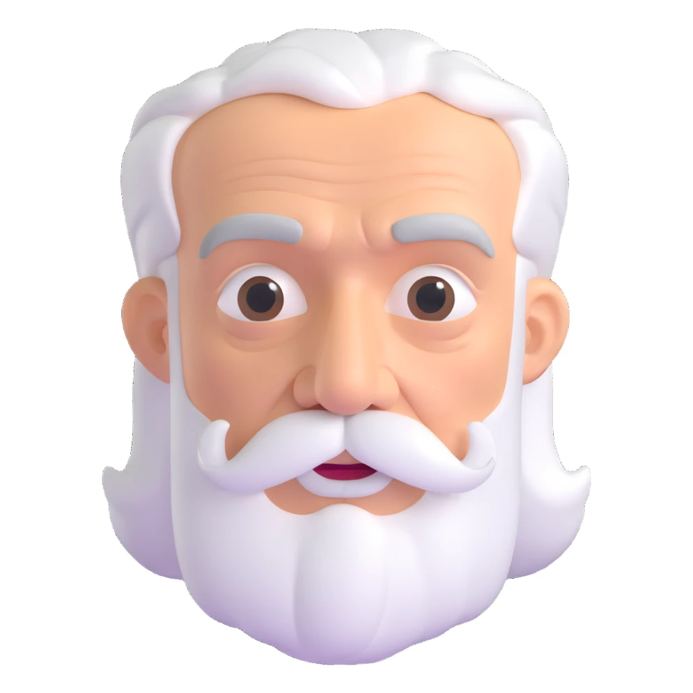 elderly man, 60 years old, white hair, mustache sticker