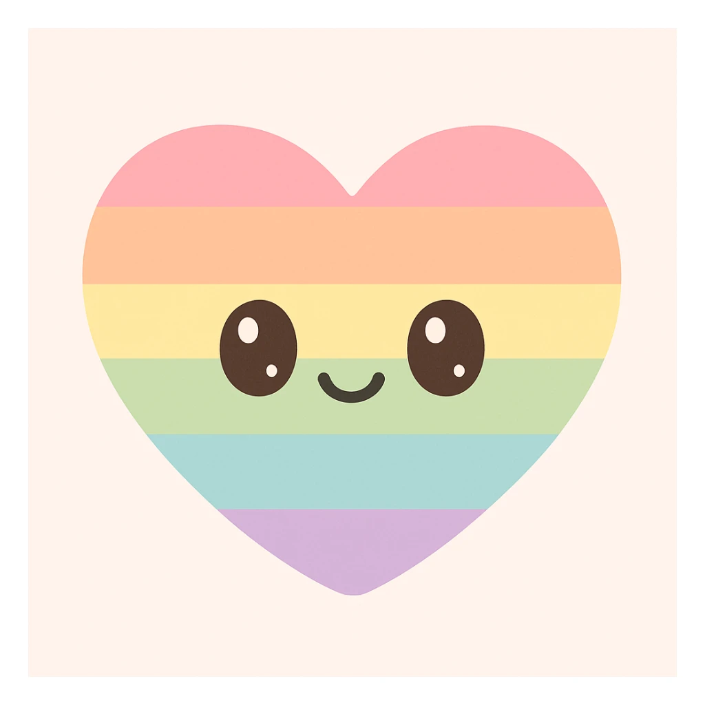 heart in rainbow pride colors, simple and bold, no text sticker