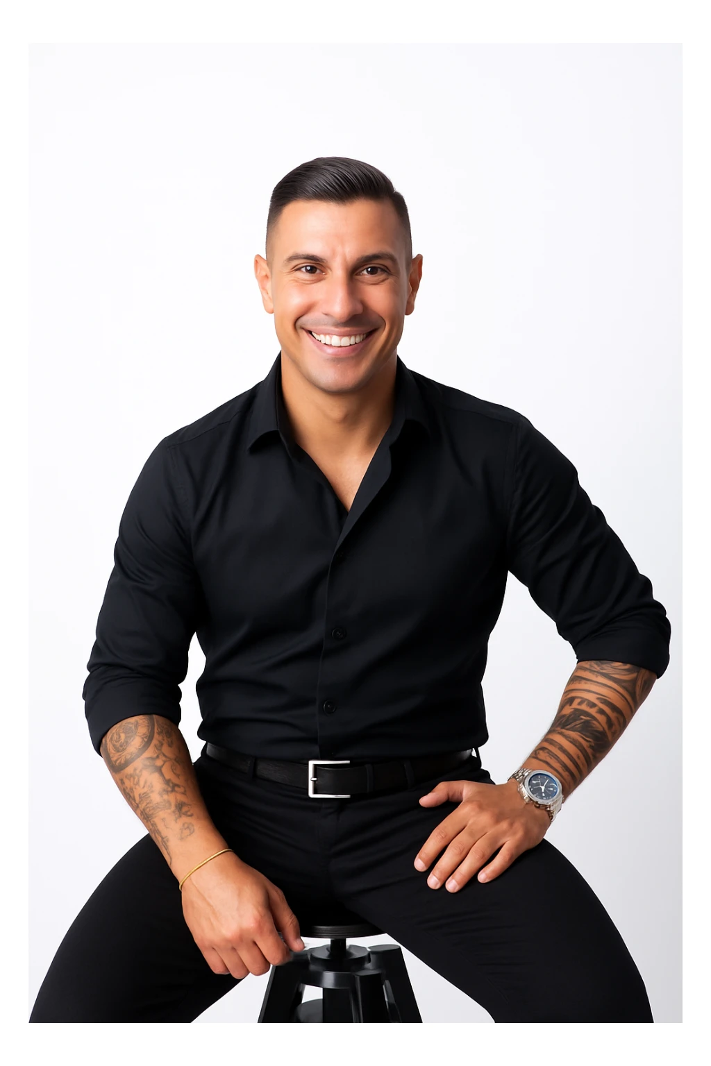 Make the smile more radiant and the expression more positive, in a realistic style, aspect ratio 2:3. sticker