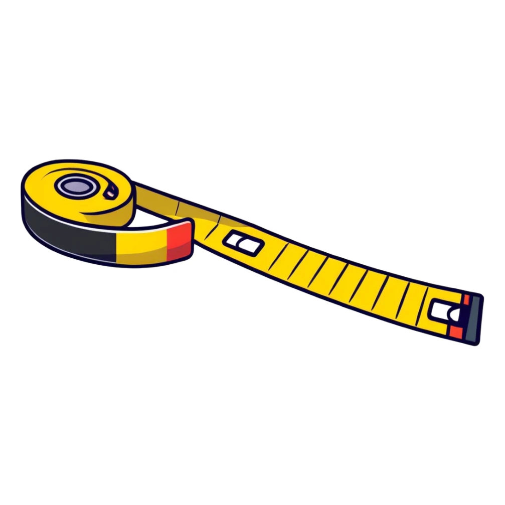 cartoon tape measure with high saturation and bright colors floating sticker