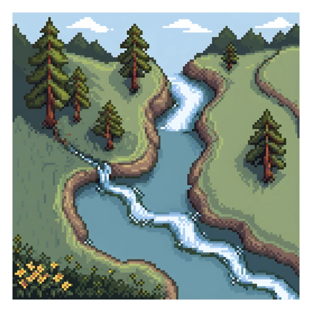 small river flowing through nature sticker