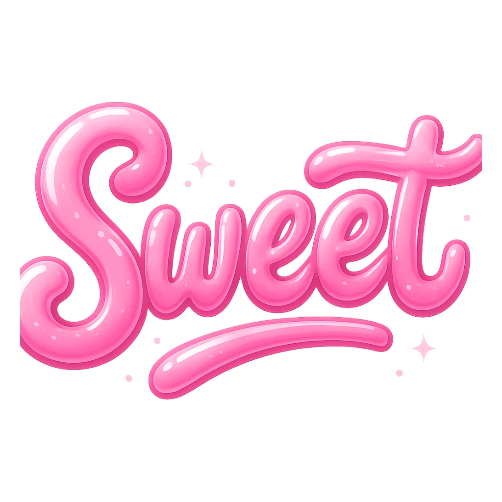 the word 'sweet' in a creative, pink-themed style, no background sticker