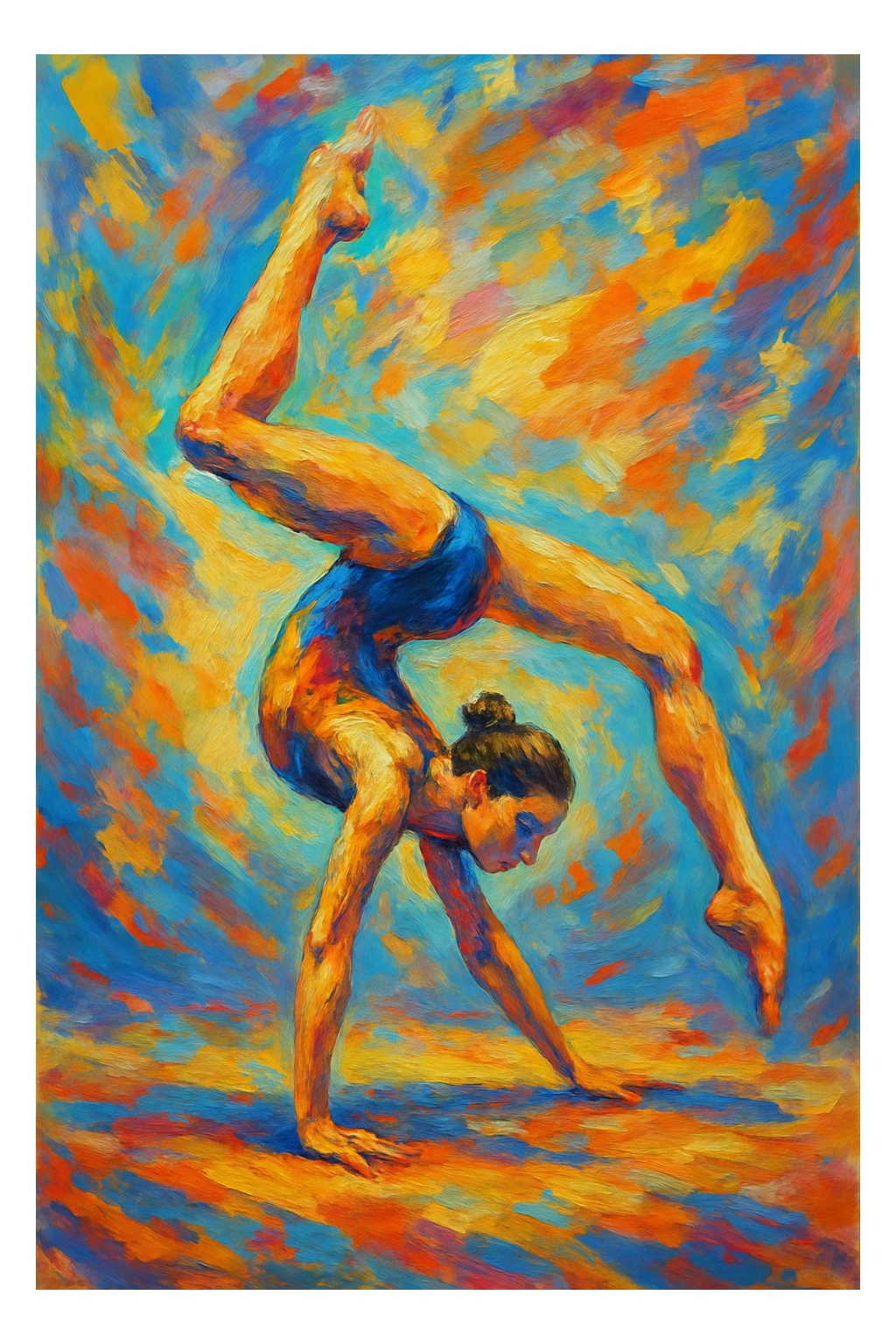 illustration of a person doing gymnastics, style 2, diverse artistic style sticker