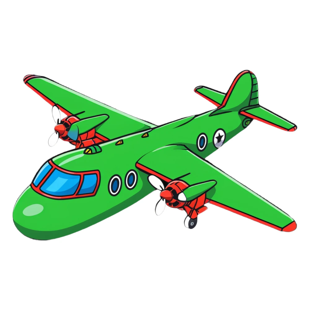 Fantasy aircraft with WWII bomber body, four propeller engines, and crocodile head and scales sticker