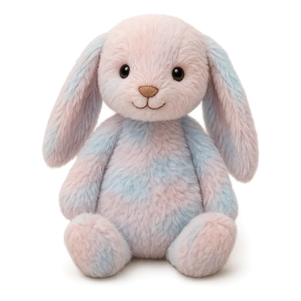 sweet jellycat toy, soft fur, friendly expression, floppy ears, pastel colors sticker