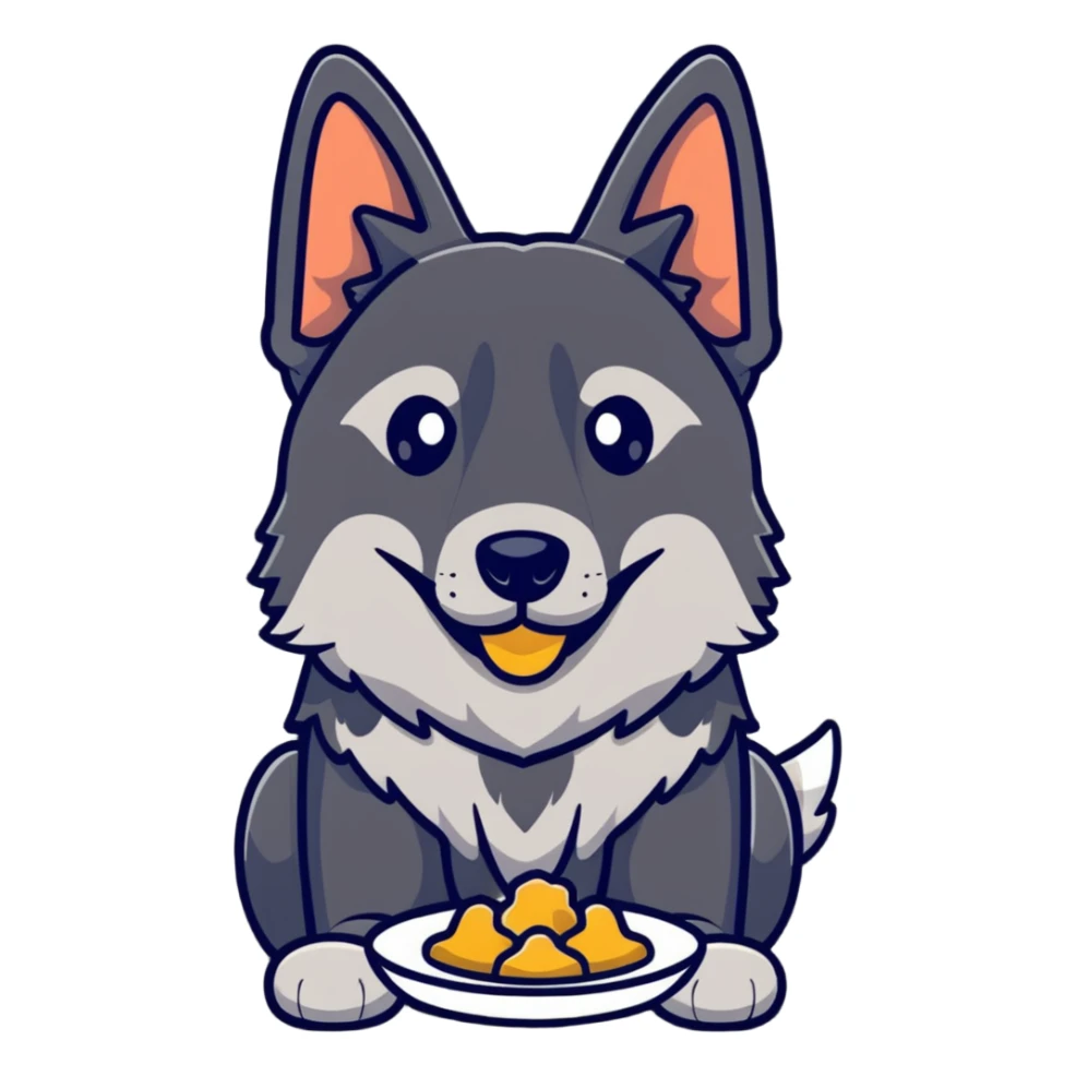 a german shepherd dog eating food  sticker