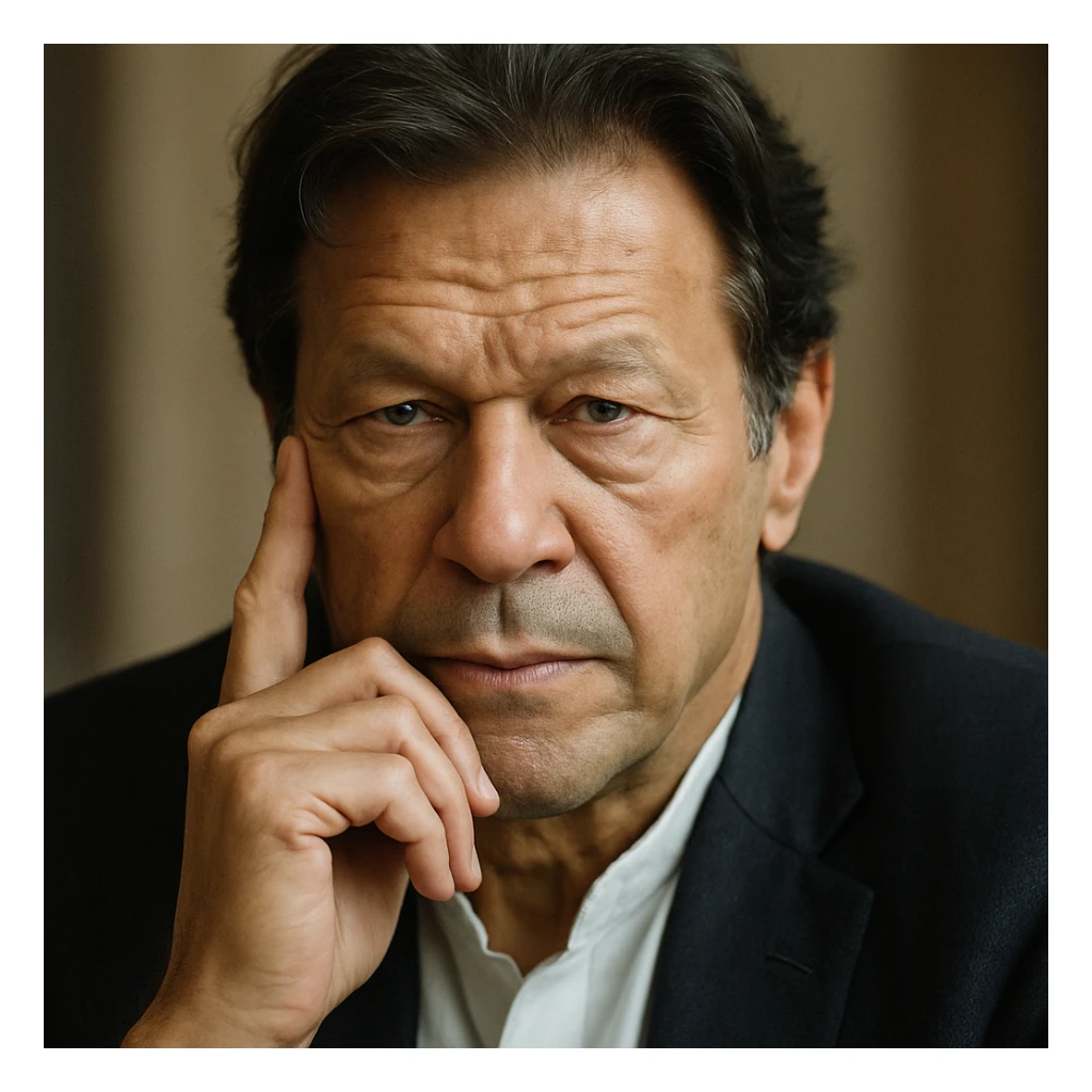 Imran Khan thinking, realistic face, detailed features, photorealistic, highly detailed, realistic lighting sticker