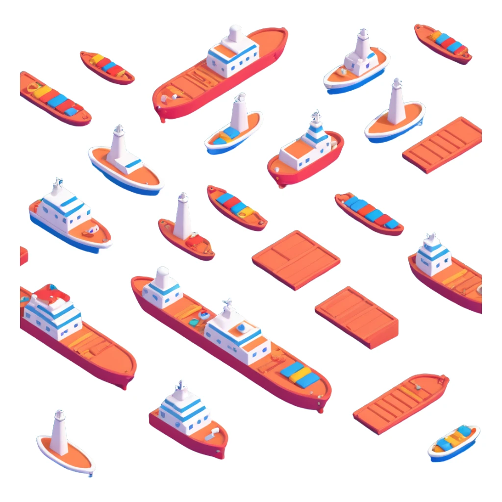 port with cargo ship sticker