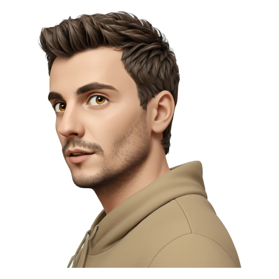 realistic portrait of bearded boy sticker