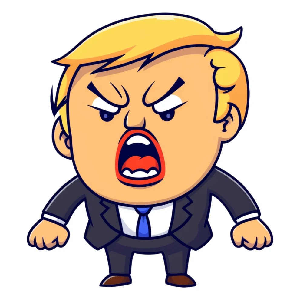 Donald Trump angry, yelling sticker