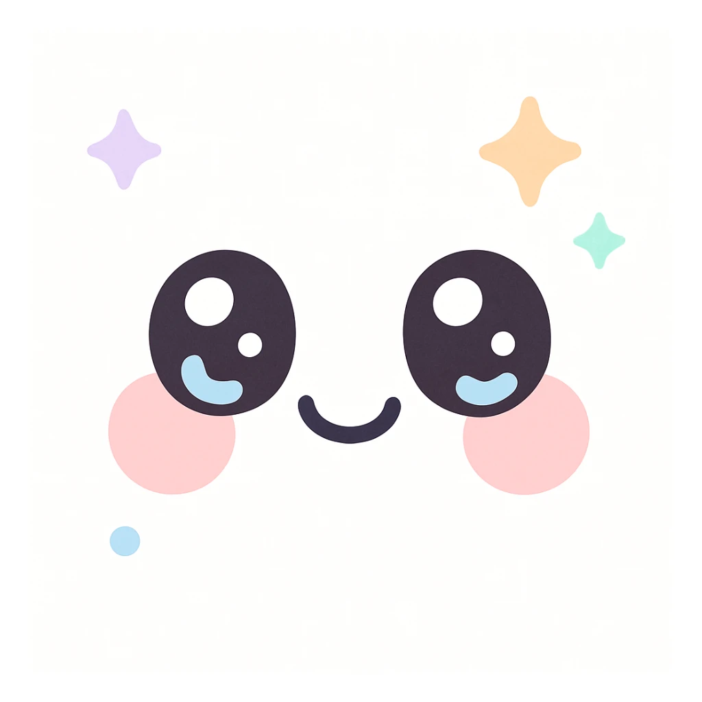 puppy eyes face like 🥹 with stars and glitters around it sticker