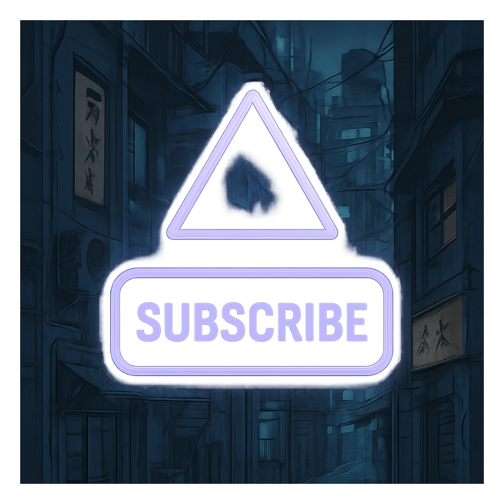 a lavender "subscribe" button, future, cyberpunk
the words appear below a triangle

 sticker