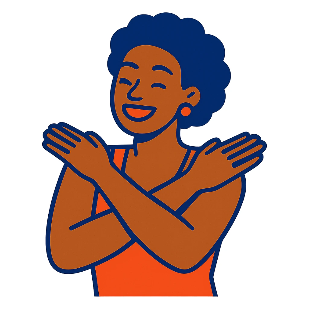 person highlighting their shoulders and arms sticker