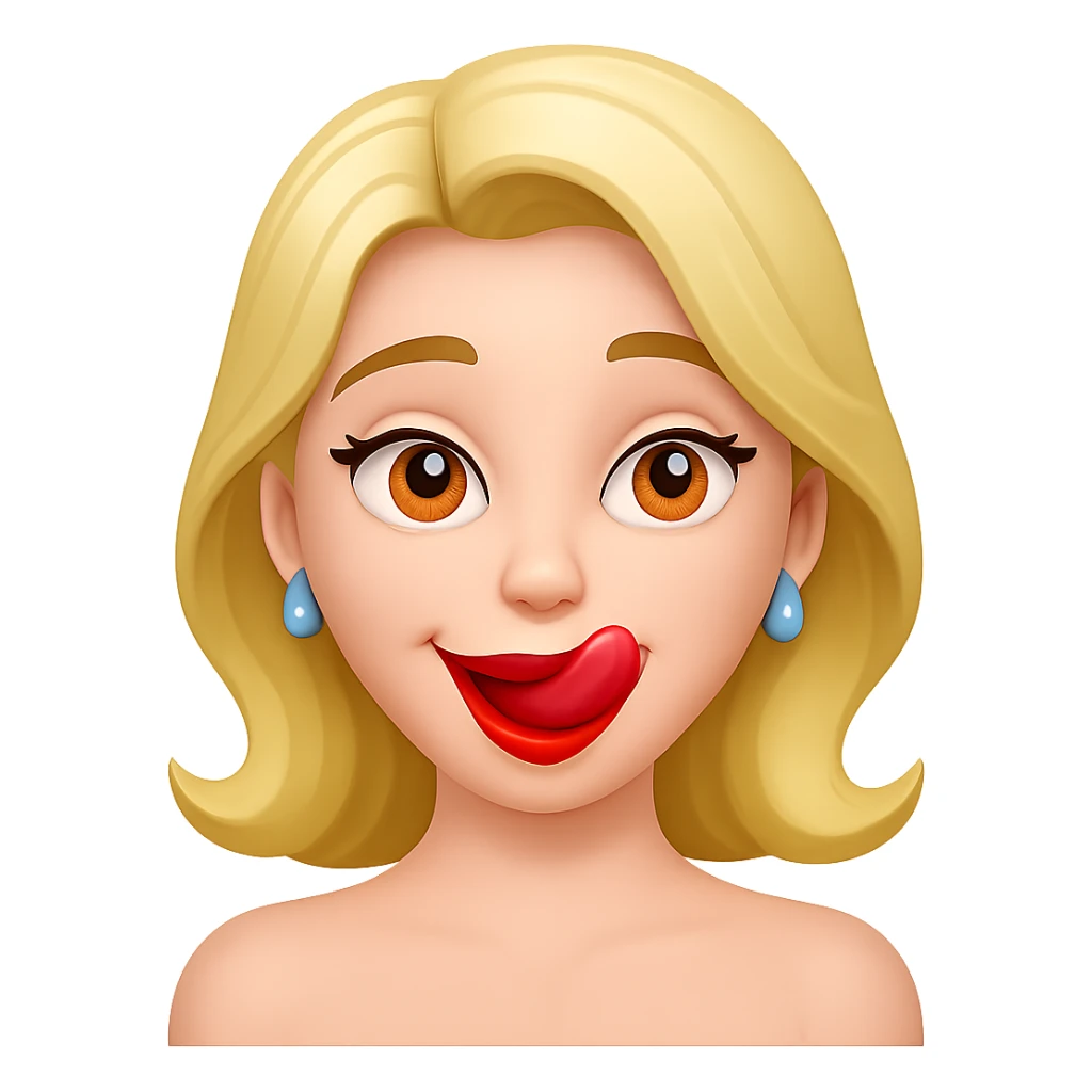 Change the facial expression to hungry with longing eyes and licking lips, same style as the reference image. sticker