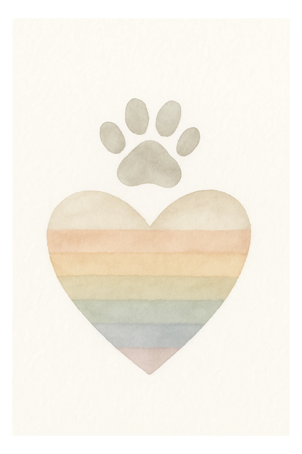 rainbow pride heart with a paw print on top, no text sticker