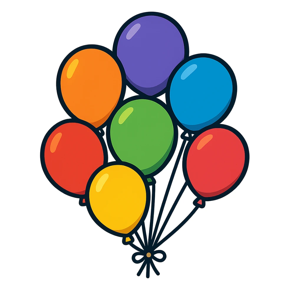 bunch of party balloons tied together sticker