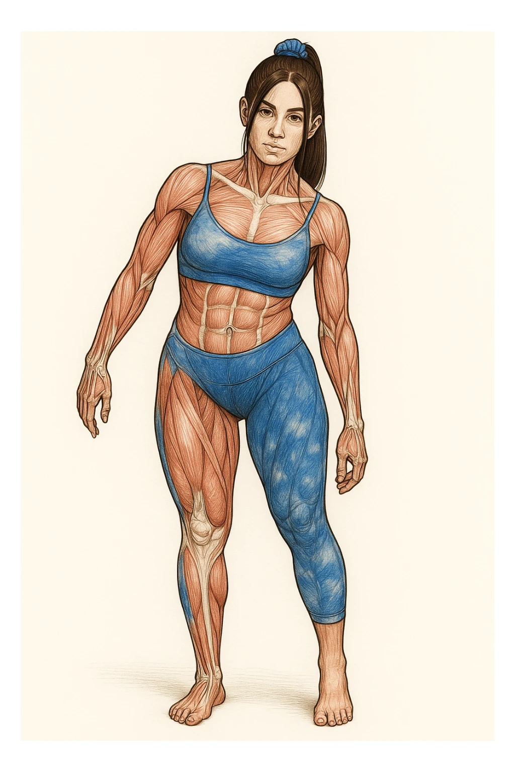 Anatomical style illustration inspired by the photo showing muscles less developed on one side of the body due to asymmetries, highlighting the muscular difference between the two sides, variant 5. sticker