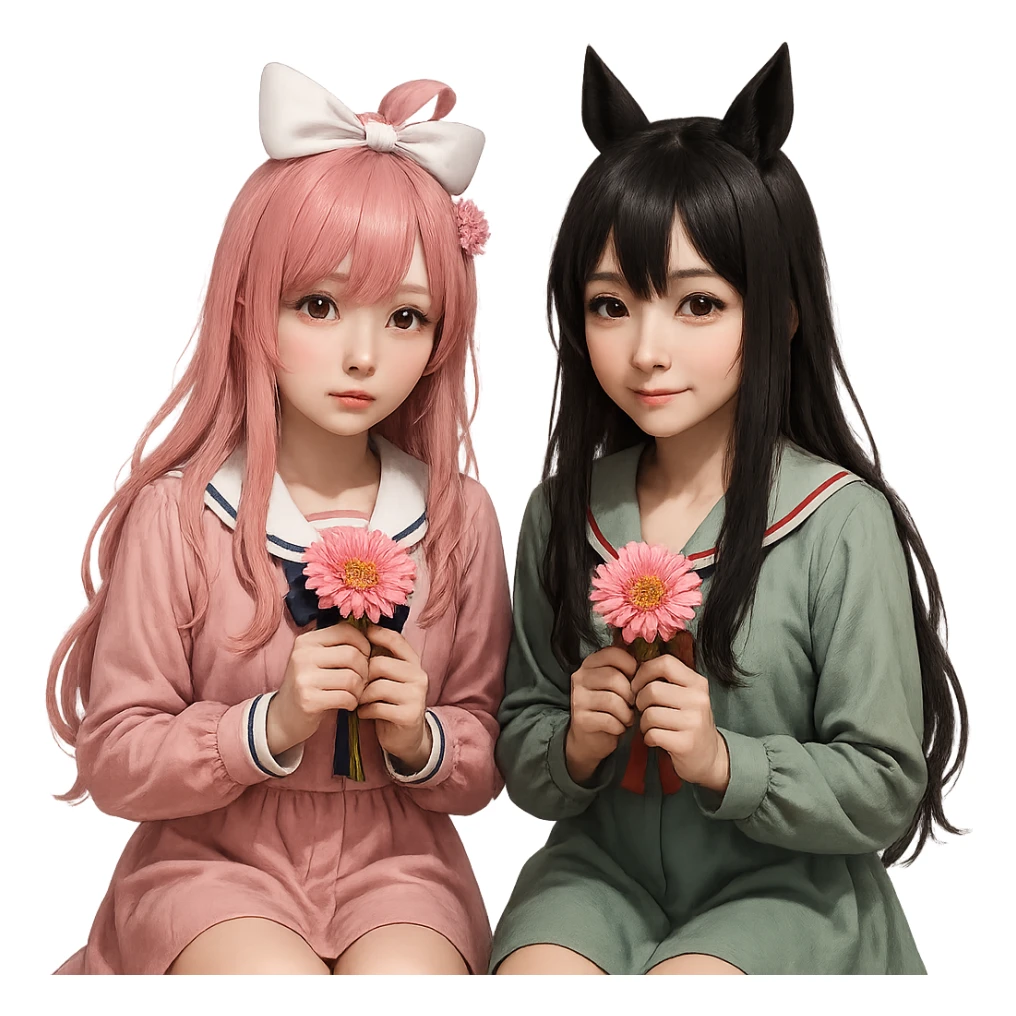 Remove the background, keep only Kuromi and My Melody, photorealistic style, preserve all details, transparent background. sticker