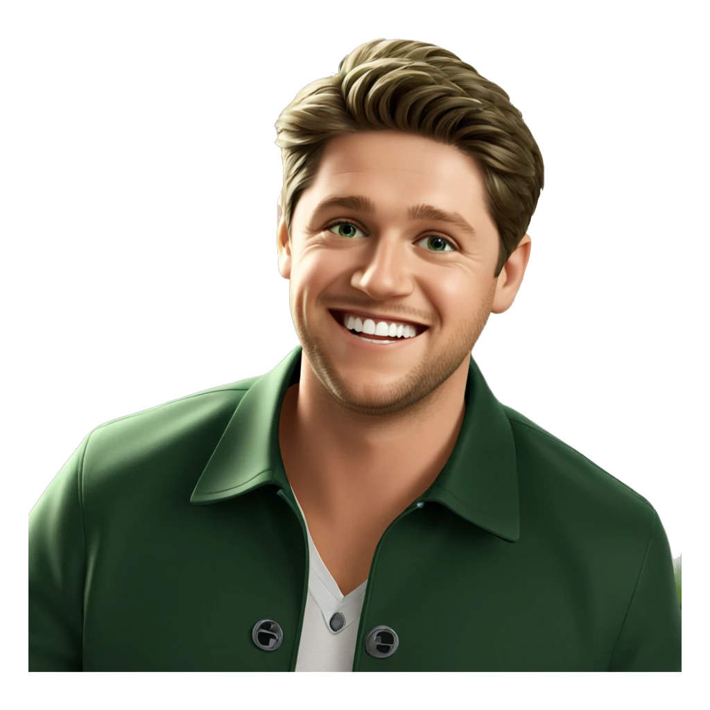smiling boy in green jacket sticker