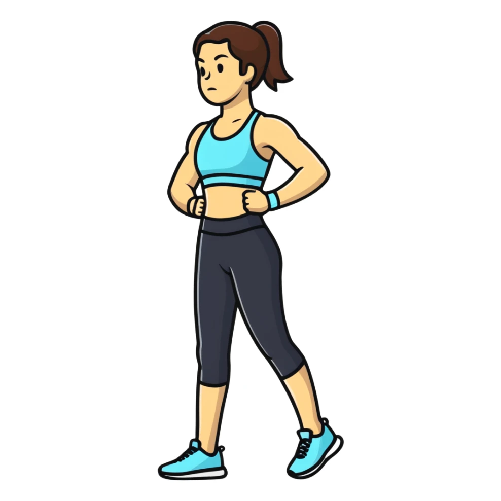 athletic woman exercising in standing position sticker