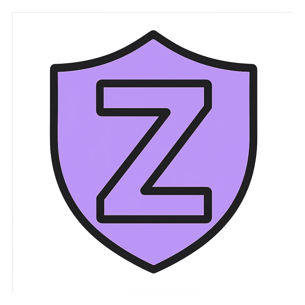 Change the shield and Z to lavender, keeping the color outline icon style, for a moderator role. sticker
