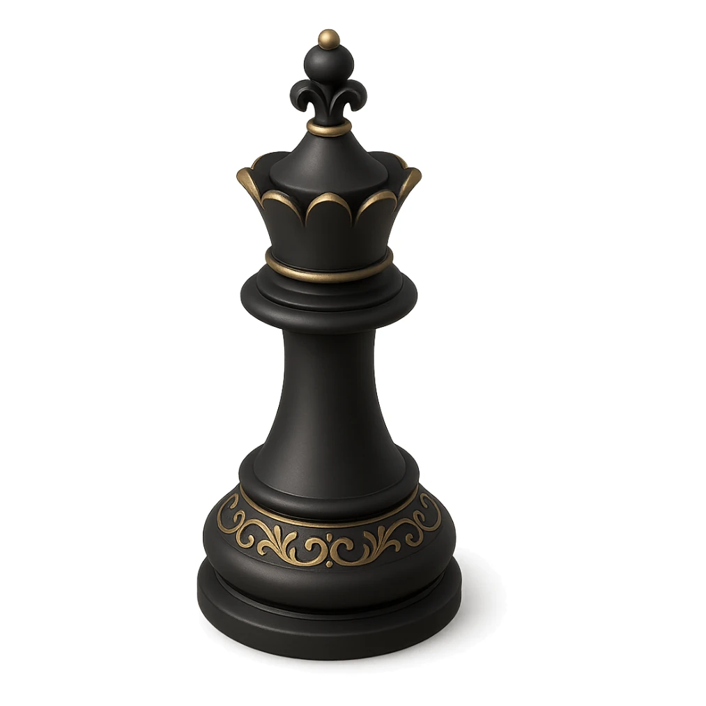 a chess queen, ornate and detailed, 3D black style sticker