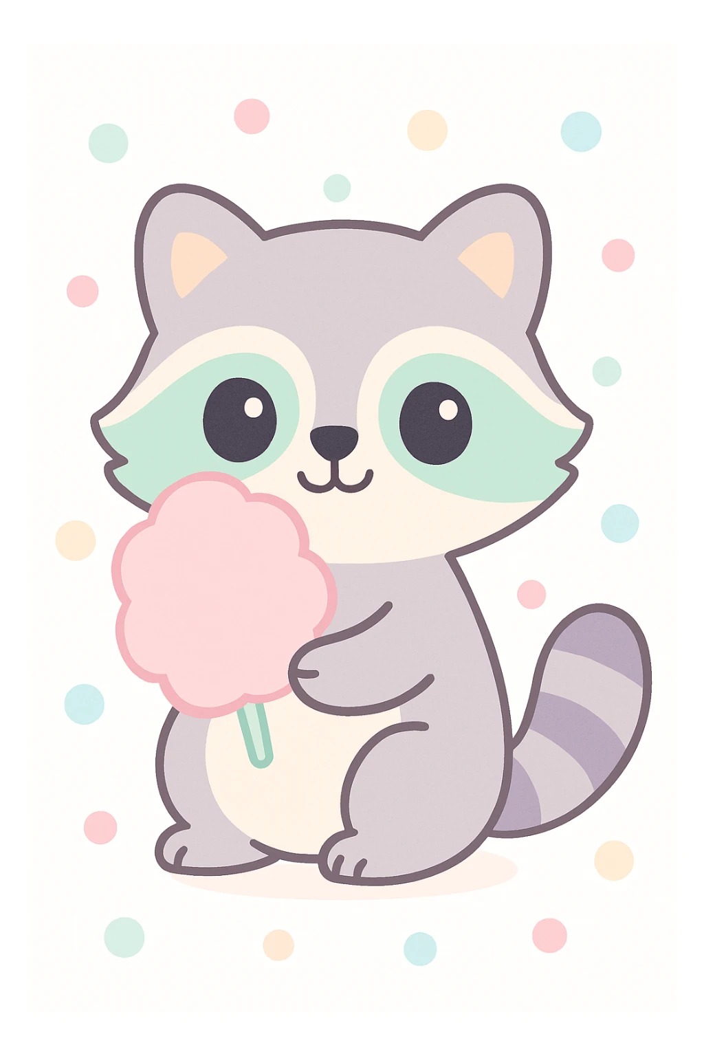 raccoon eating cotton candy sticker