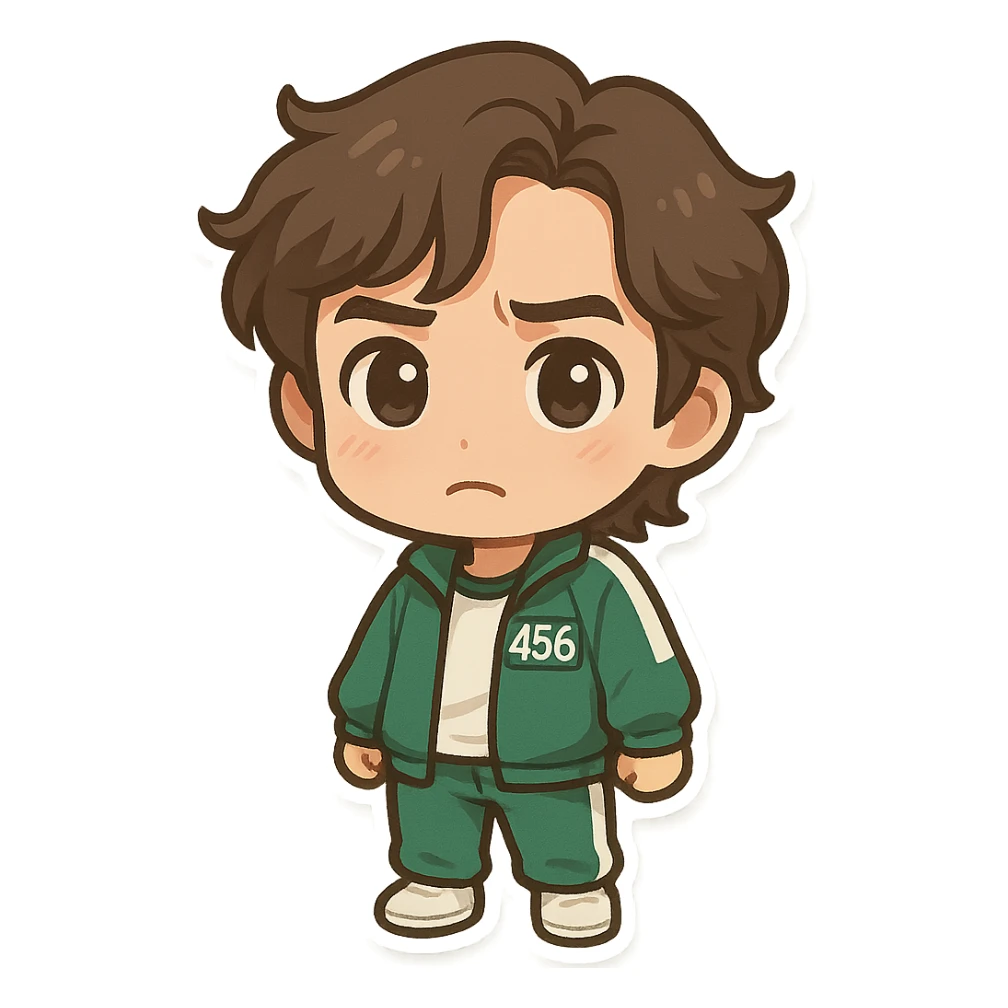 Squid Game series character, chibi stickers style sticker