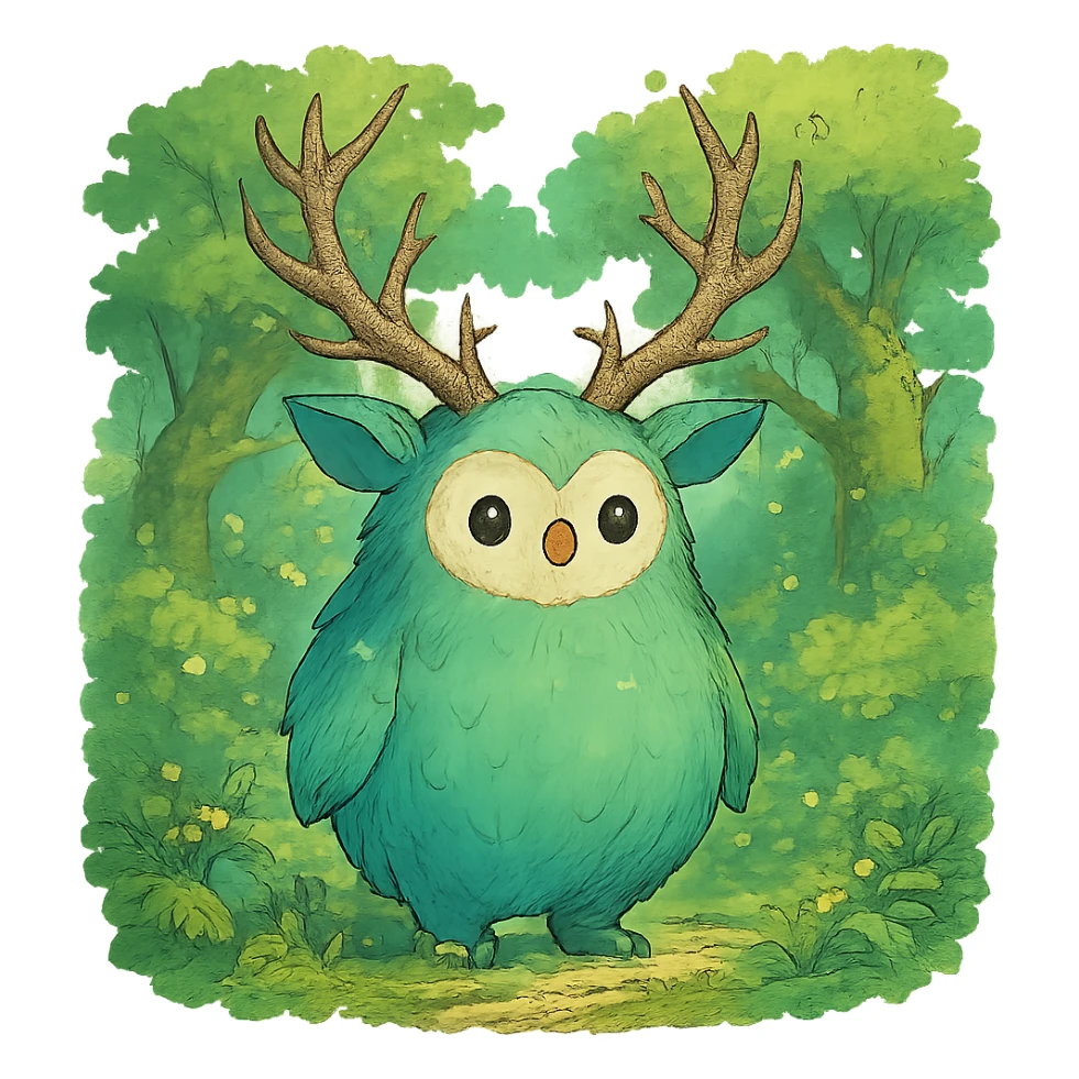 a whimsical forest spirit, ghibli style, detailed, vibrant, magical atmosphere sticker