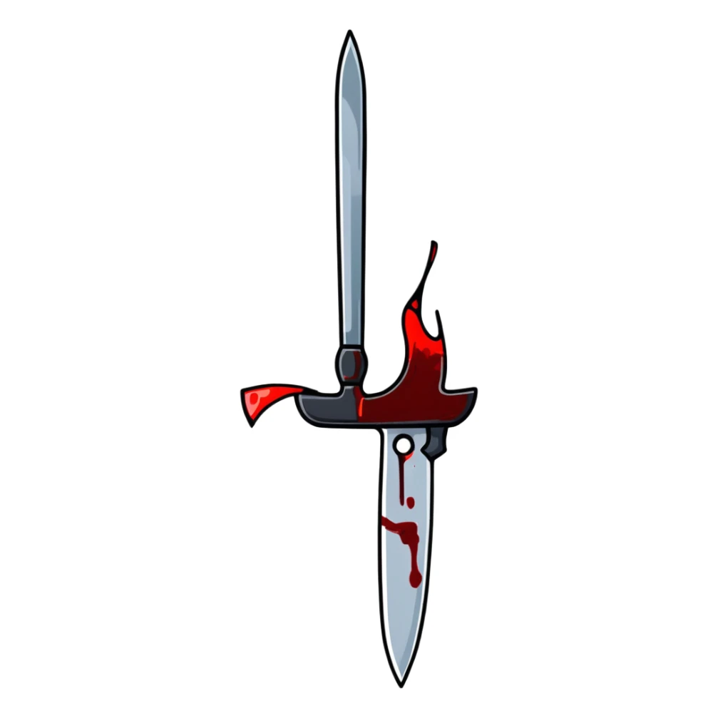 bloody knife with red blood stains sticker