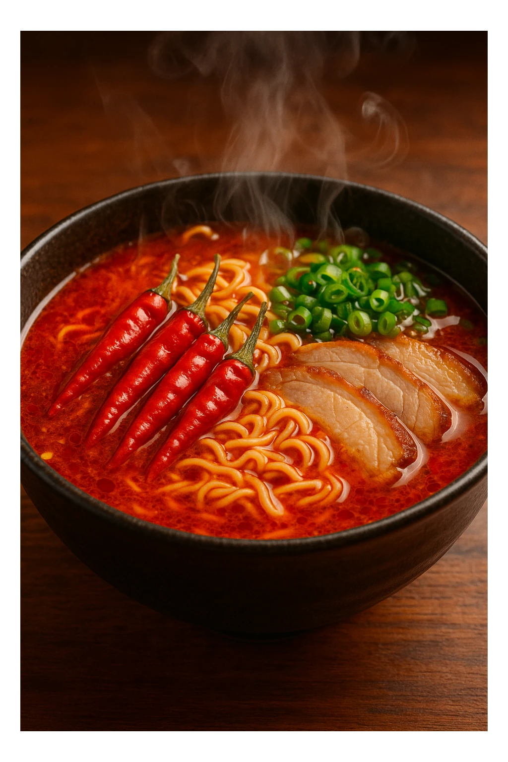 spicy ramen with red broth and chili pepper sticker
