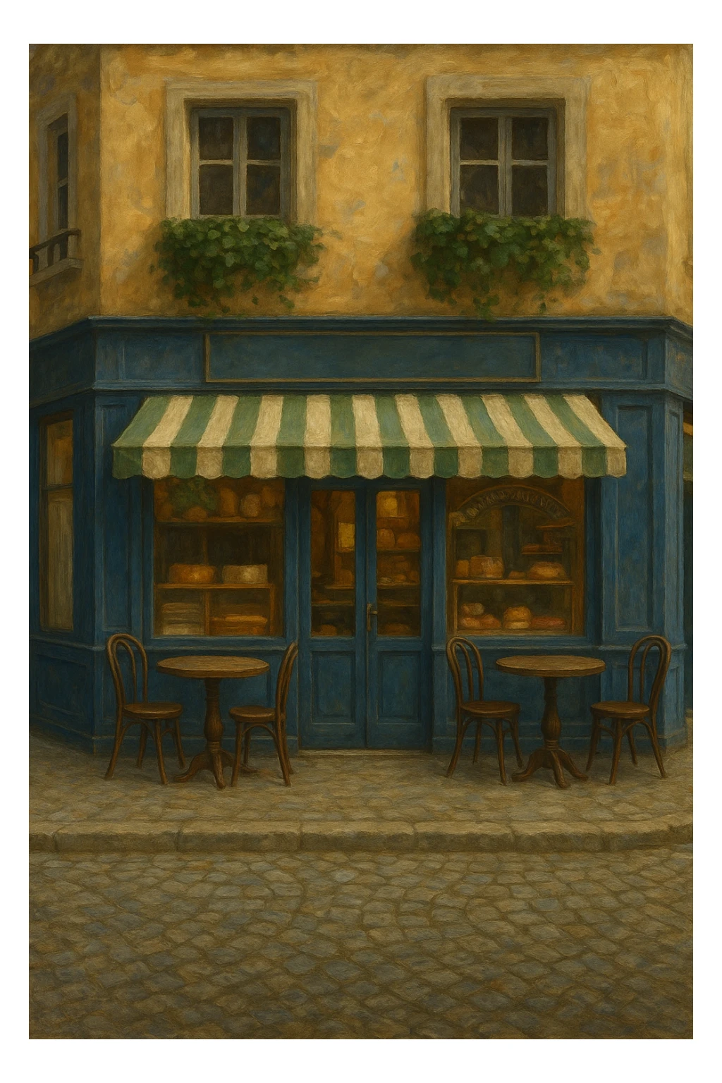 Сгенерируй мне это здание, без надписей. В стиле реалистичной живописи, а так же оставь место сверху под вывеску. Вайб - франция средневековья, и как будто это кондитерская  sticker