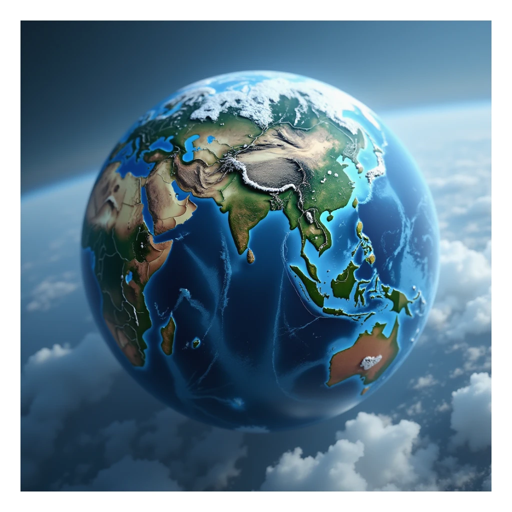 realistic planet Earth, blue and green colors, with clouds sticker