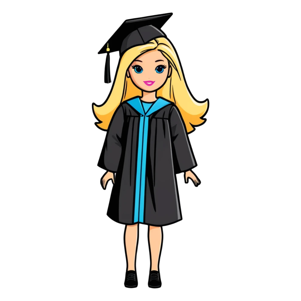 graduated barbie with blonde hair sticker
