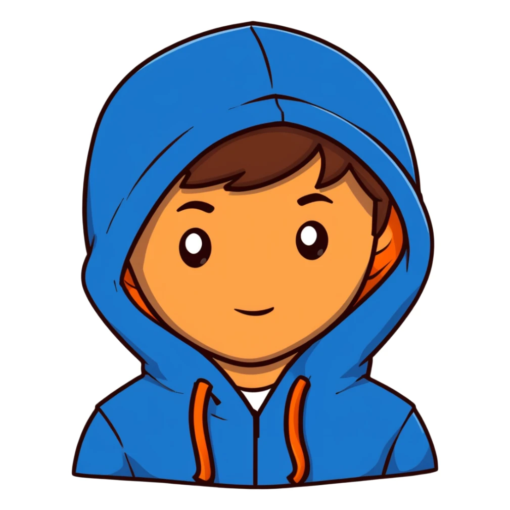 Boy with Brown, Hair and Blue Hood￼Y sticker