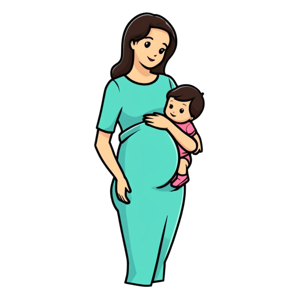 Beautiful brunette pregnant woman with baby bump sticker