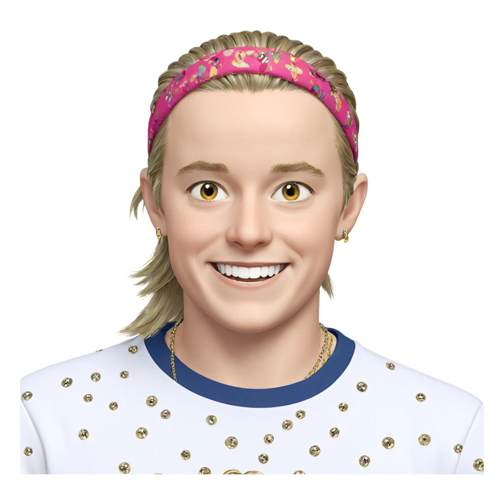 smiling boy with jewelry sticker