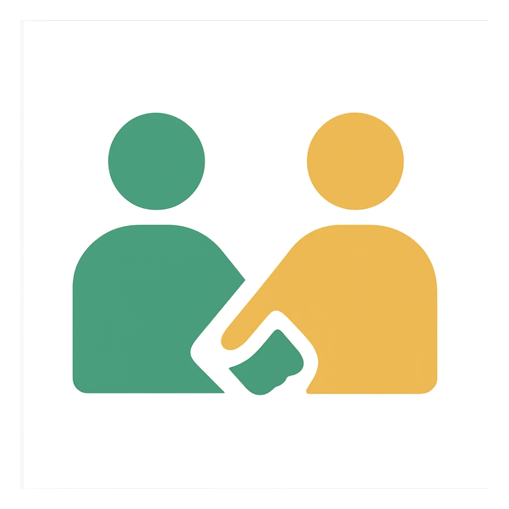 partnership icon, minimalistic, green gold and white color scheme, clean lines, no background sticker