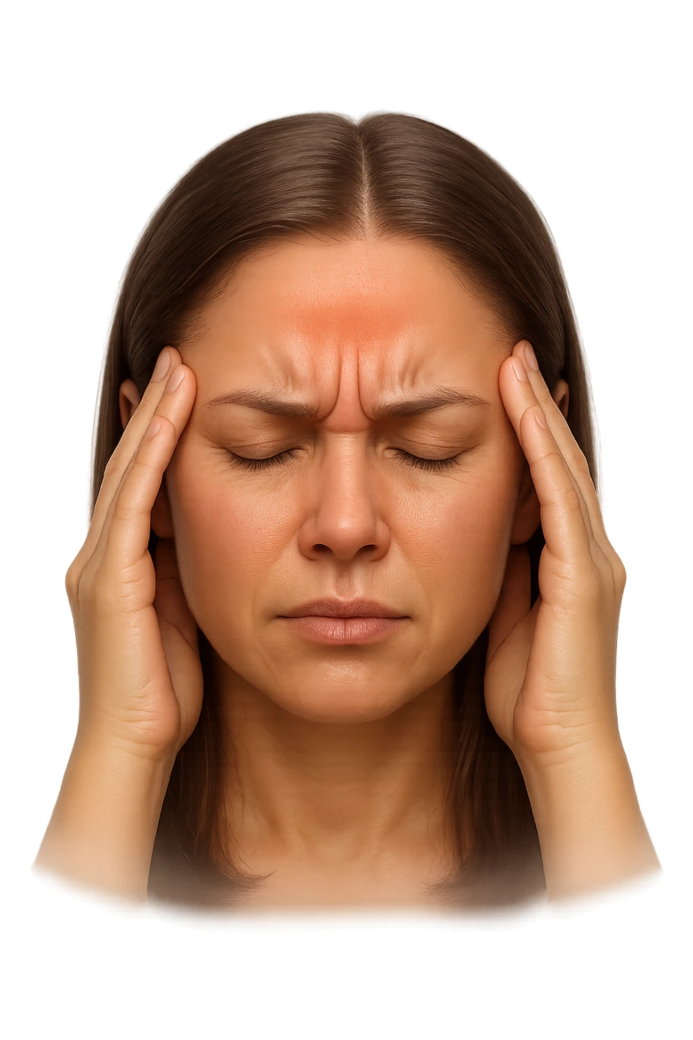 emoji stile iphone di donna con mal di testa, iperrealistico 4k sticker