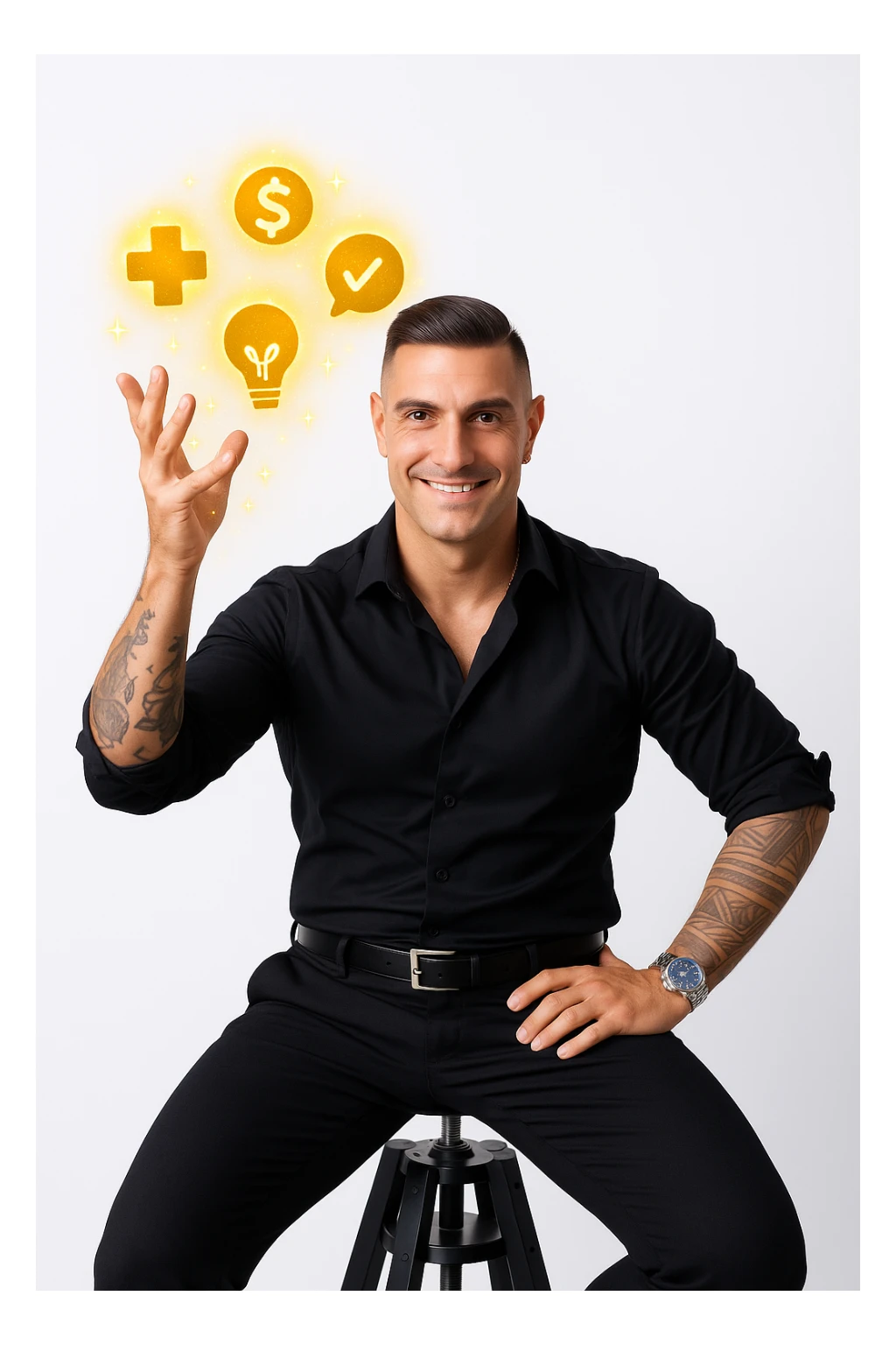 Uomo lancia oro come metafora che lancia buoni consigli sticker