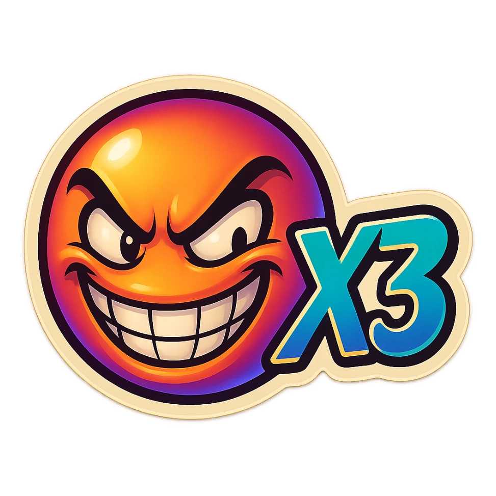 grin EVIL LOOk , Make it say "X3"" sticker