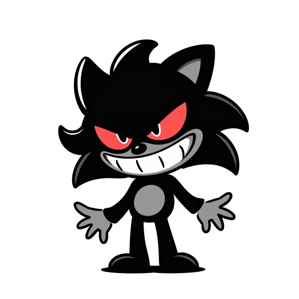 Sonic.exe, the creepy version of Sonic the Hedgehog, with red glowing eyes, sinister smile, and dark aura sticker