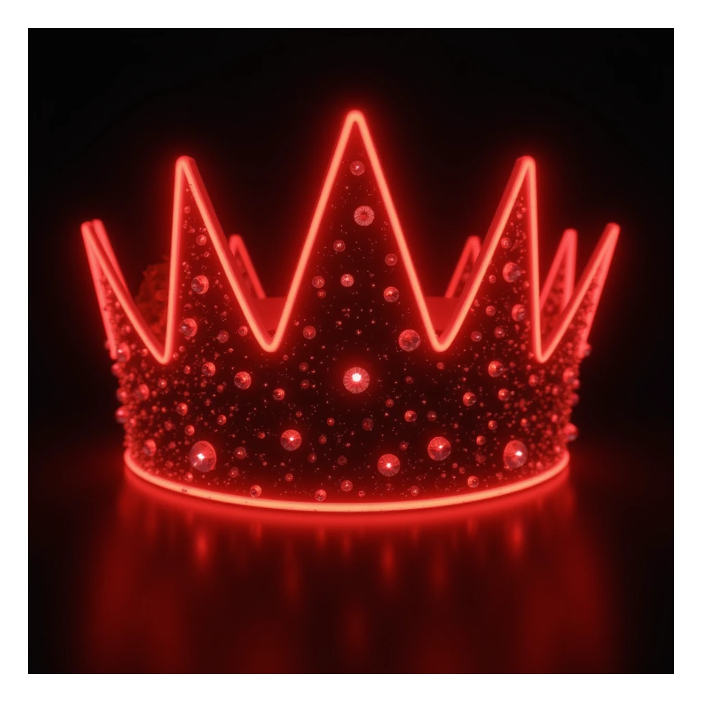 a big glowing red realistic crown with sparkling gems, photorealistic style sticker