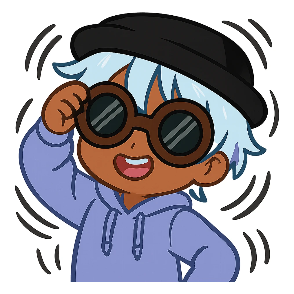 Make this emote wiggle with movement lines to emphasize a wiggling motion, keeping the original style and colors intact. sticker