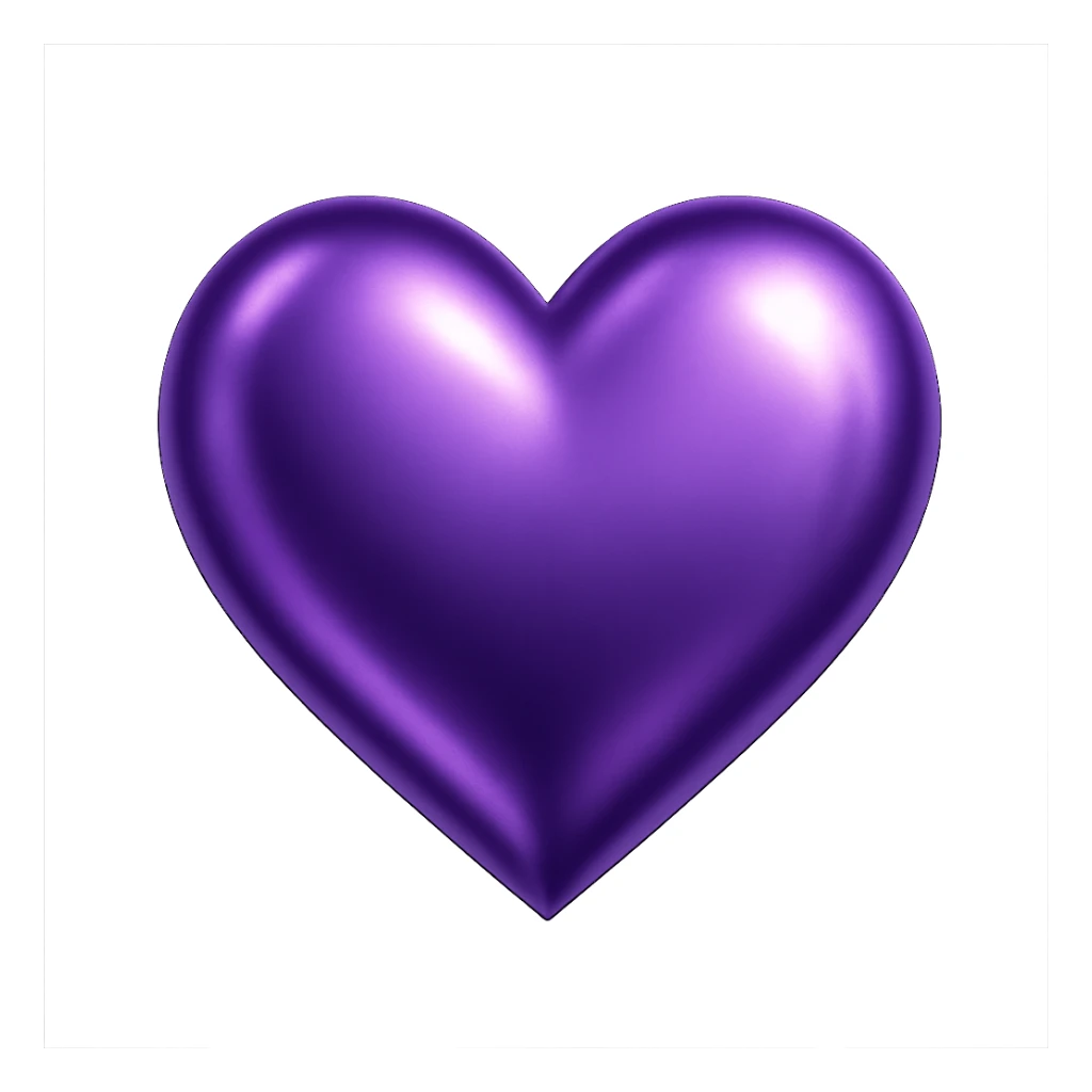 heart with a metallic purple finish, clean digital illustration sticker