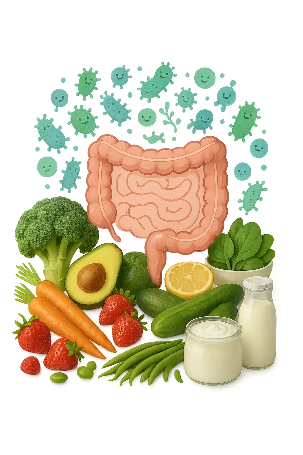 dieta low FODMAP + flora bilanciata, iperrealistica 4k sticker