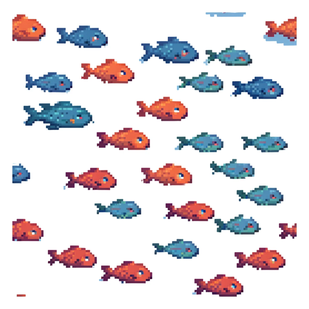 a colony of sad fish swimming away sticker